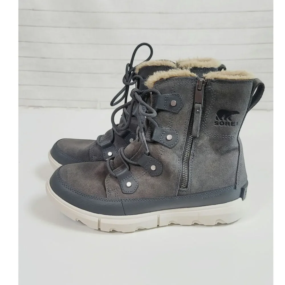 Sorel Explorer II Joan Faux Fur Waterproof Boot in Gray, sz 9.5